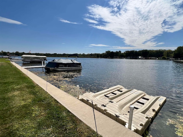 dock area featuring a water view