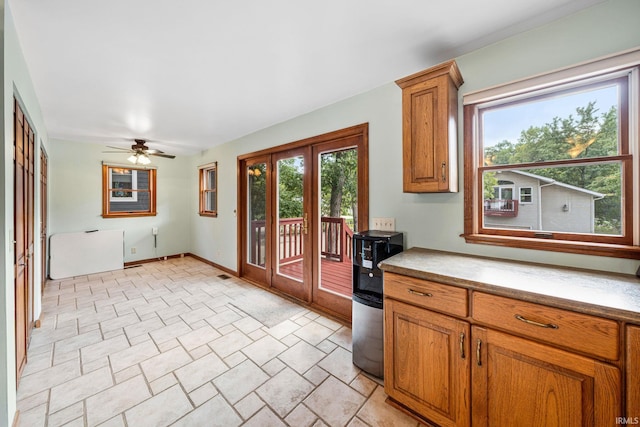 kitchen with ceiling fan