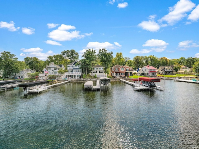 property view of water featuring a dock