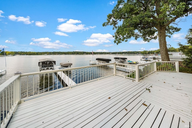 exterior space with a water view