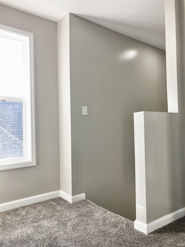 carpeted spare room with a textured ceiling and plenty of natural light