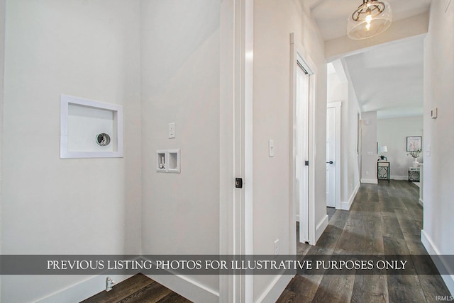 hallway featuring dark wood-type flooring