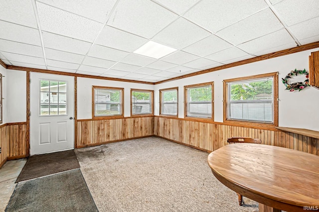 sunroom / solarium featuring a drop ceiling and plenty of natural light