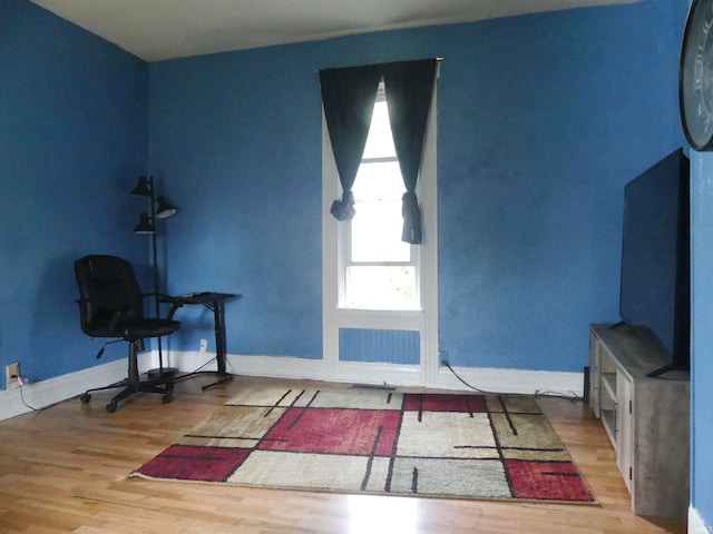 interior space with hardwood / wood-style floors