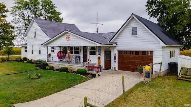 view of front of home with a front lawn and a porch