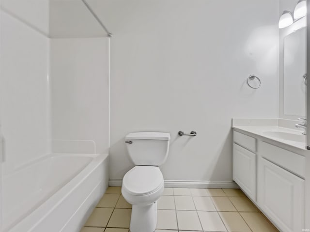 full bathroom featuring tile patterned floors, shower / washtub combination, vanity, and toilet