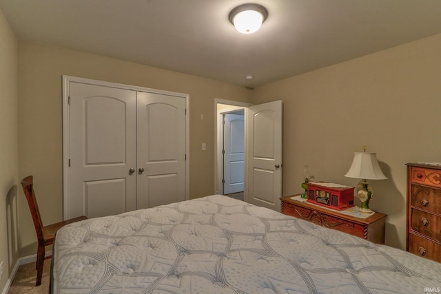 bedroom with a closet and carpet flooring