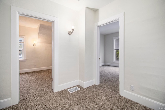 corridor featuring carpet floors and a healthy amount of sunlight