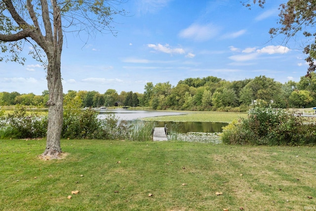 view of yard with a water view