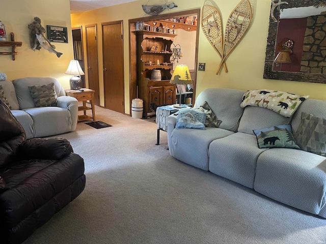 living room featuring carpet