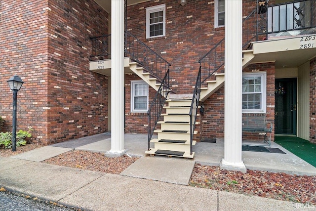 doorway to property with a balcony