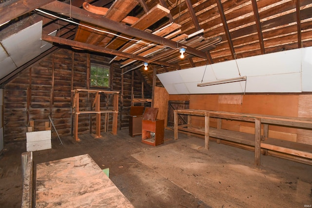 interior space featuring lofted ceiling