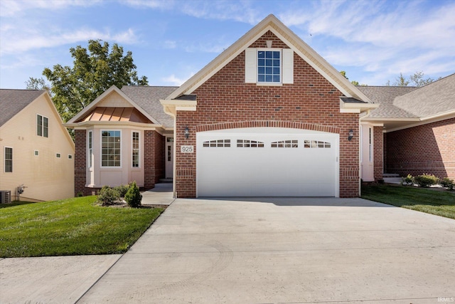 front of property with a front yard and central air condition unit