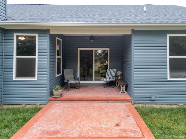 property entrance featuring a patio