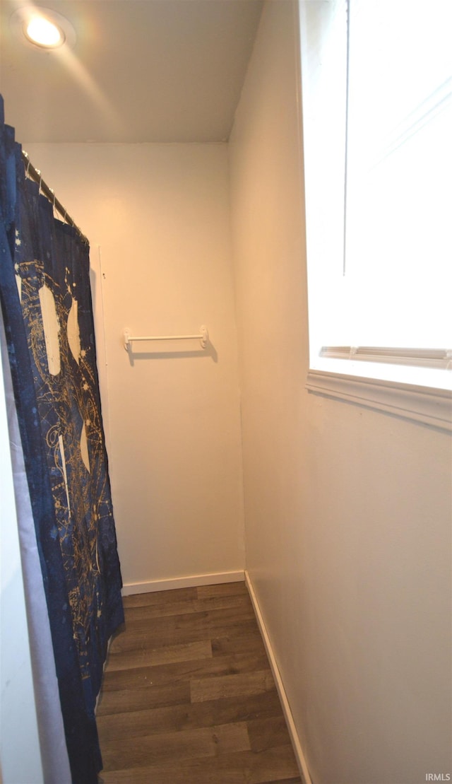 walk in closet featuring dark wood-type flooring