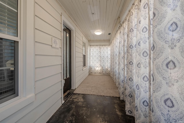 hall with wooden ceiling