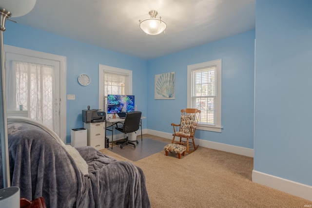 view of carpeted home office