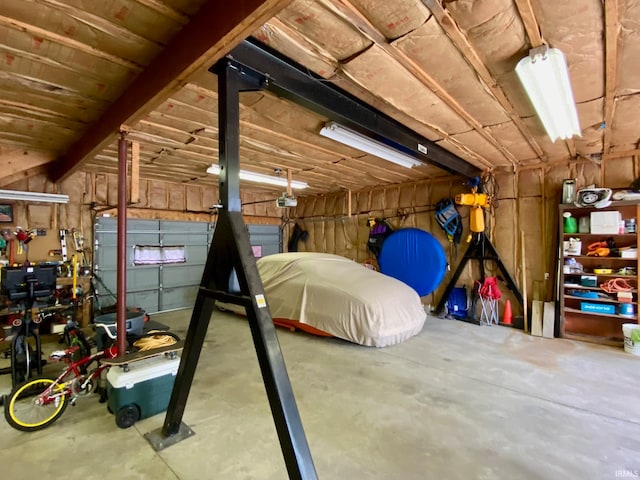 garage with a garage door opener