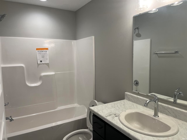 full bathroom featuring vanity, toilet, and shower / bath combination