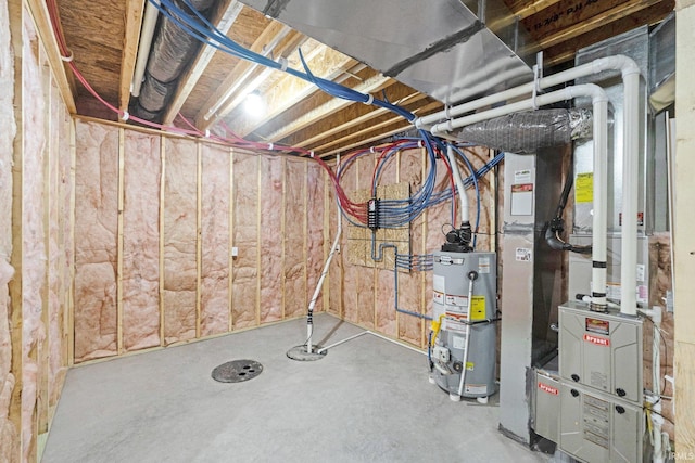 basement featuring water heater