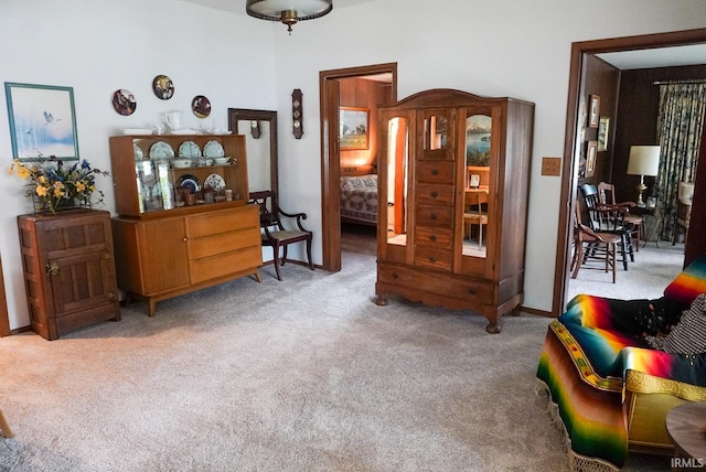 living area with carpet