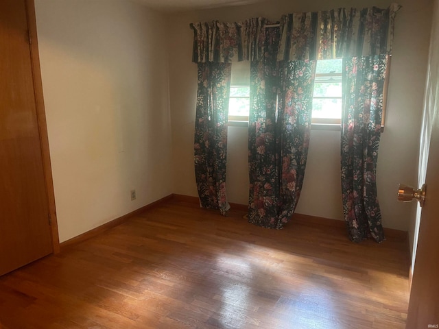 empty room with hardwood / wood-style flooring