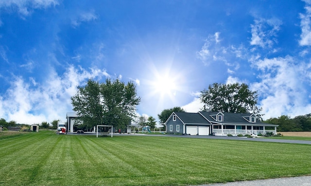 exterior space featuring a front yard and a garage