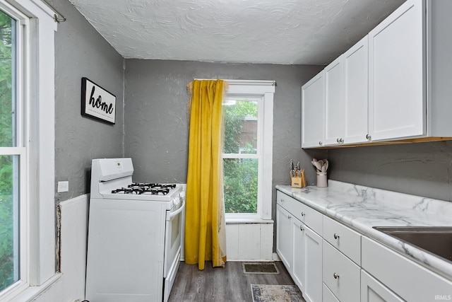 laundry room featuring dark hardwood / wood-style flooring and a textured ceiling