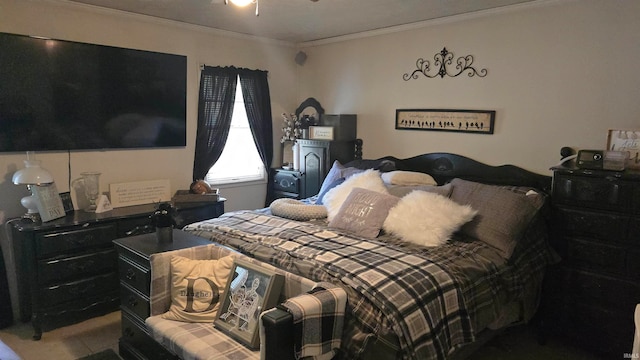 bedroom with crown molding