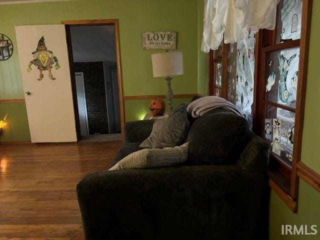 living room with hardwood / wood-style flooring