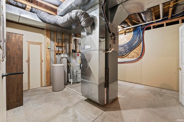 utilities featuring water heater and heating unit