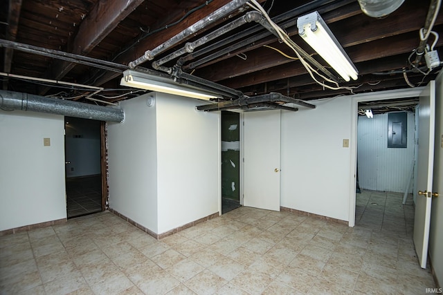 basement featuring electric panel