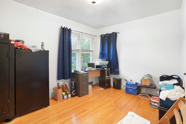 office area featuring light hardwood / wood-style flooring