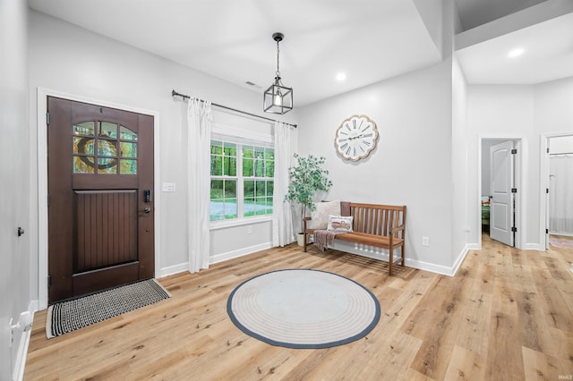 foyer with light hardwood / wood-style flooring