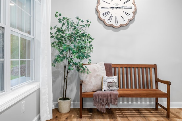 sitting room with wood-type flooring