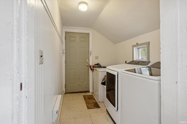 washroom with light tile patterned flooring and independent washer and dryer