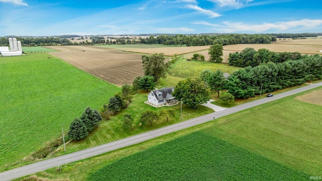 birds eye view of property with a rural view