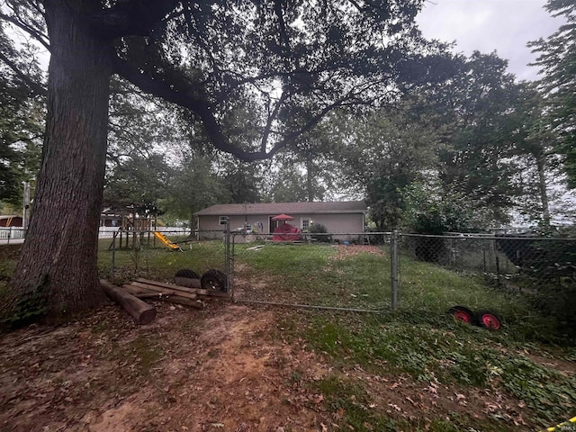 view of yard with a playground