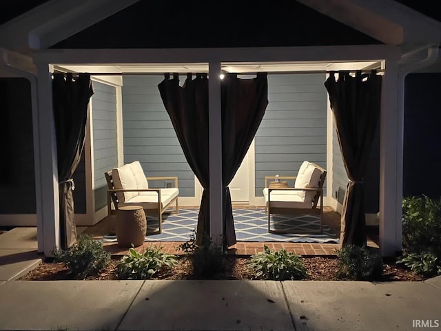 view of patio at twilight