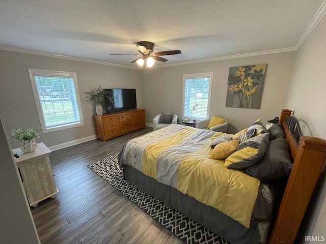 bedroom with crown molding and multiple windows