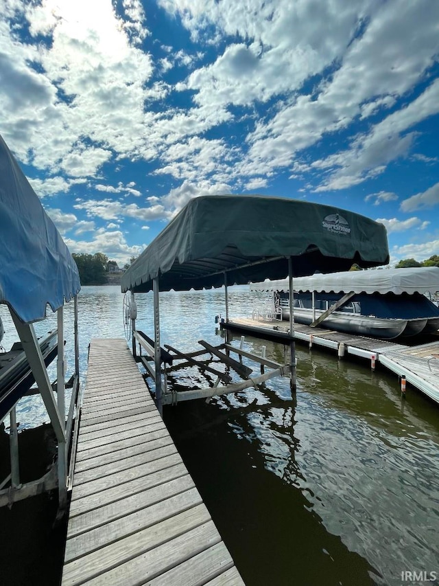 view of dock featuring a water view