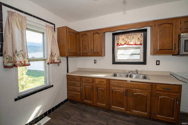 kitchen with dark hardwood / wood-style floors, sink, and a wealth of natural light