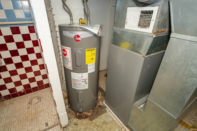 utilities with water heater and heating unit