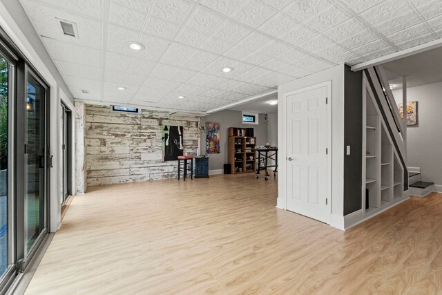 interior space with light hardwood / wood-style flooring