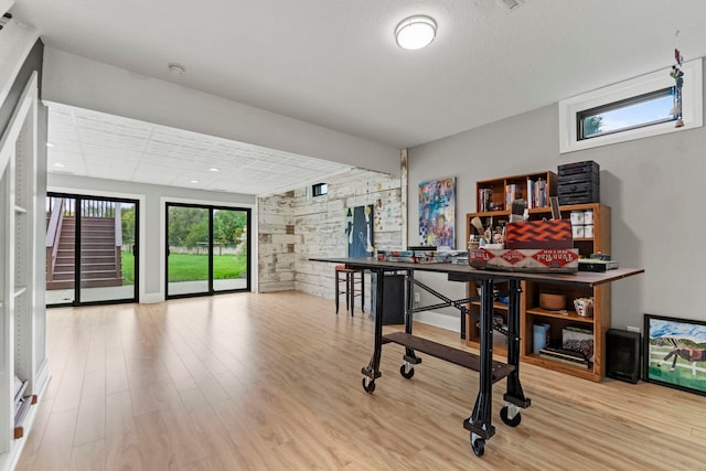 home office featuring light hardwood / wood-style floors