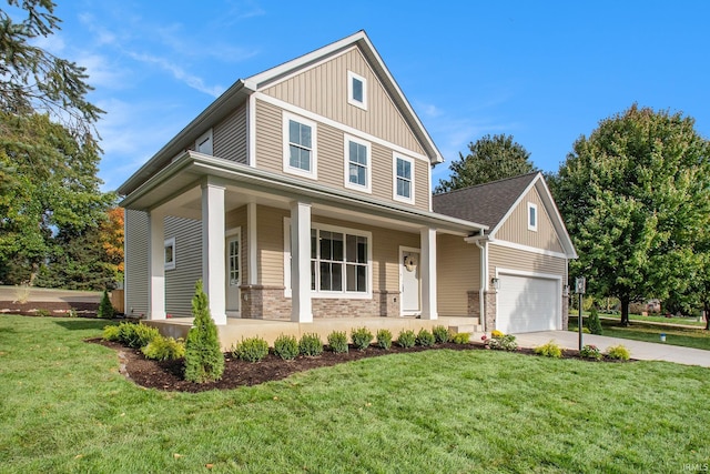 view of front of home featuring a front lawn and a porch