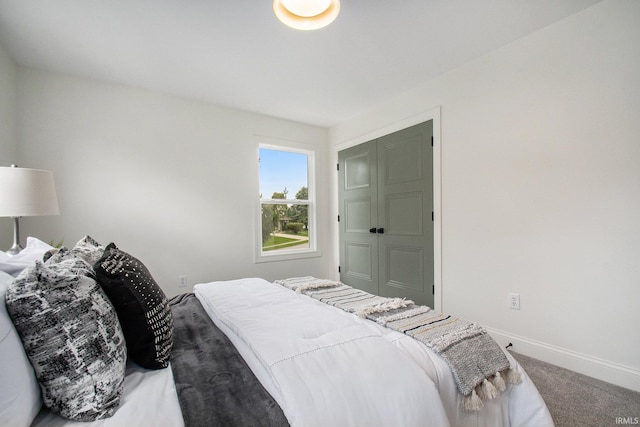 carpeted bedroom featuring a closet