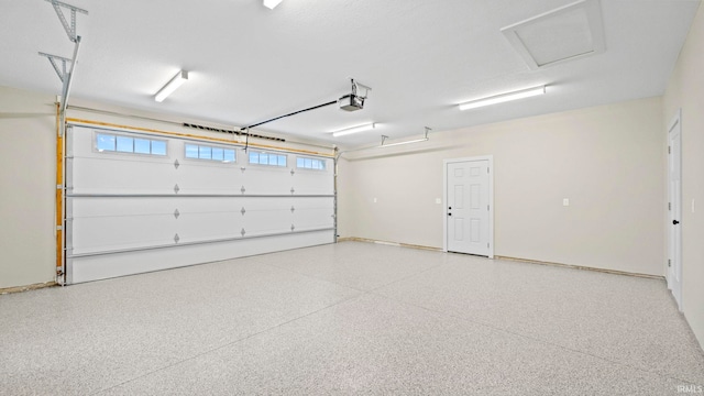 garage with a garage door opener