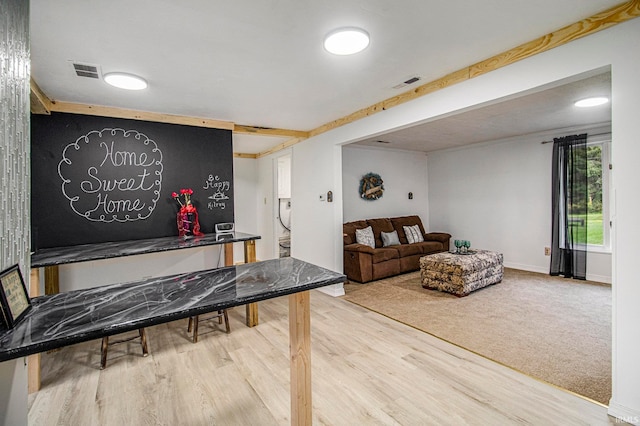 interior space with hardwood / wood-style floors