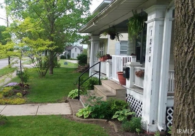 view of yard featuring a porch